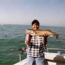 woman with fish catch